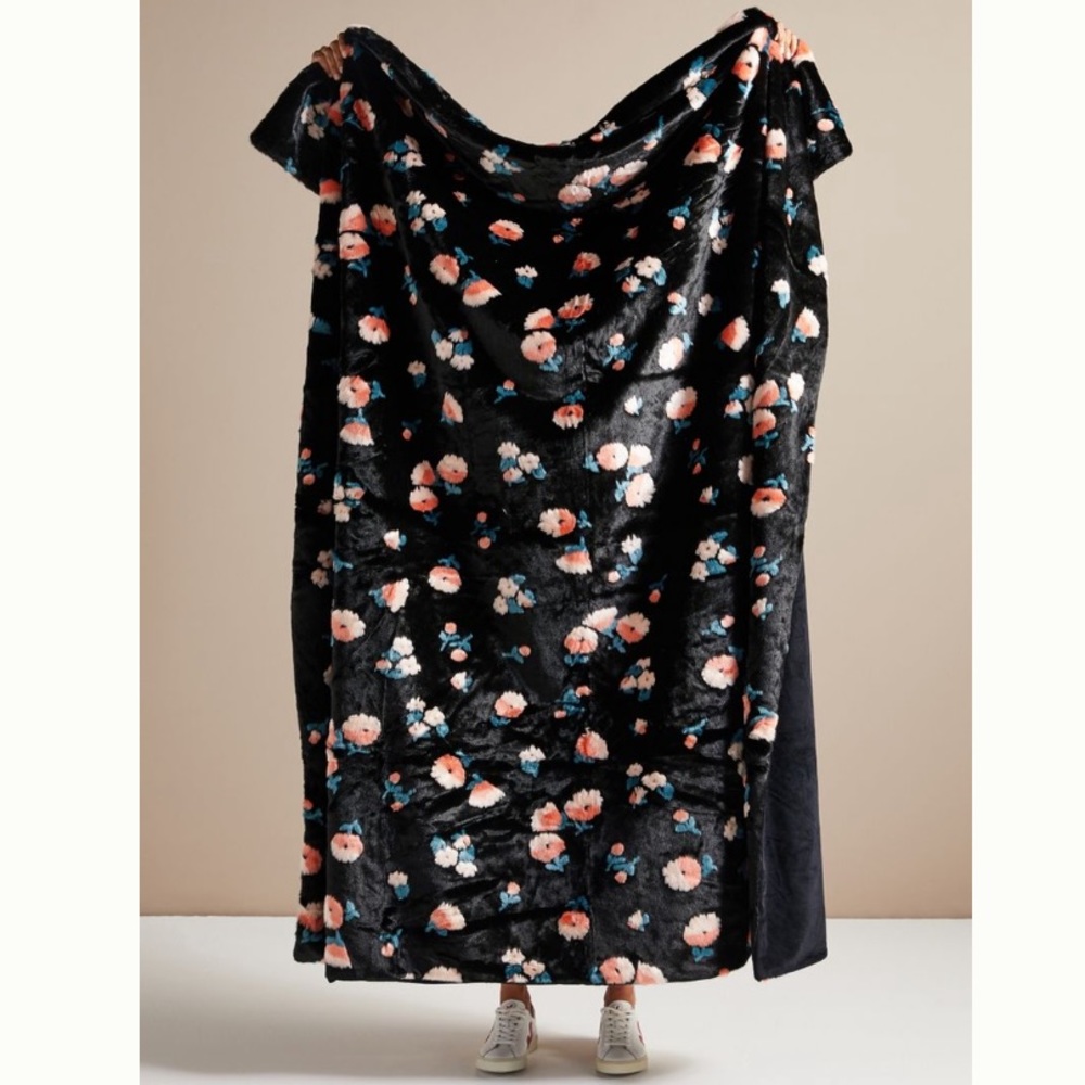 Anthropologie Flora Faux Fur Throw Blanket